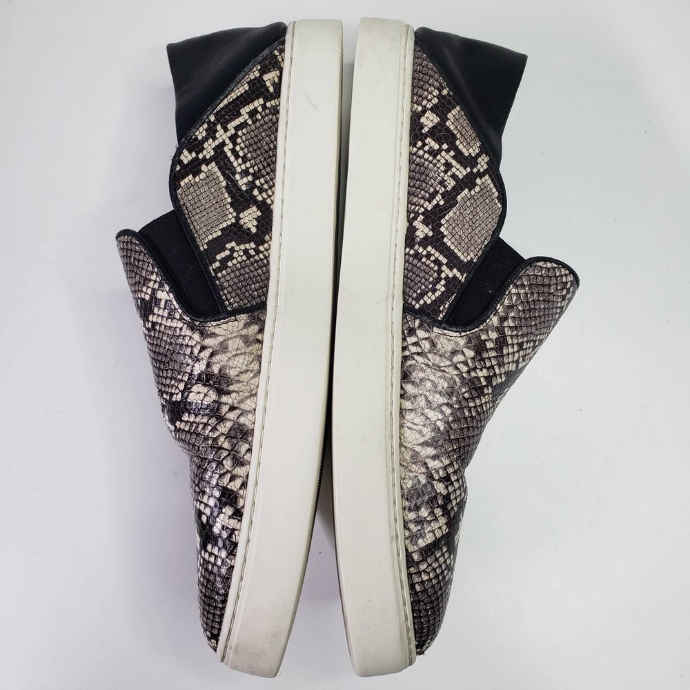 Vince Garvey Slip On Leather Snake Print Shoes Women's 9.5 Black Grey Ivory - Picture 8 of 12